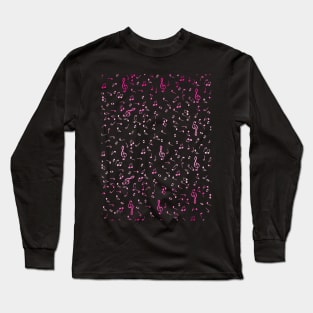 Pink Gradient Music Notes Long Sleeve T-Shirt